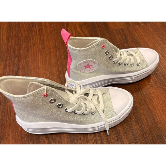 Converse Chuck Taylor Sneaker Girls 4.5 All Star Move Platform Sparkle A06332C - Picture 8 of 10